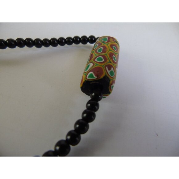 Vintage 1960's Venetian Glass Bead Necklace African Trade Bead 90 Black Beads - Picture 7 of 10